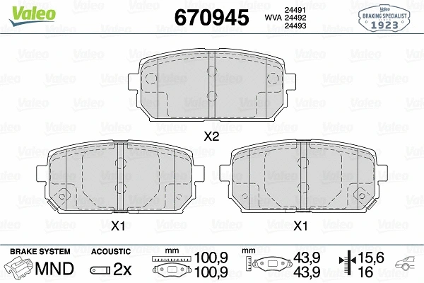 Brake Pad Set, disc brake (670945)