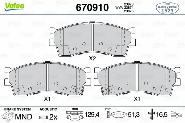 Brake Pad Set, disc brake (670910)