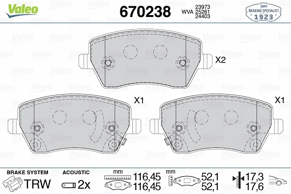 Brake Pad Set, disc brake (670238)
