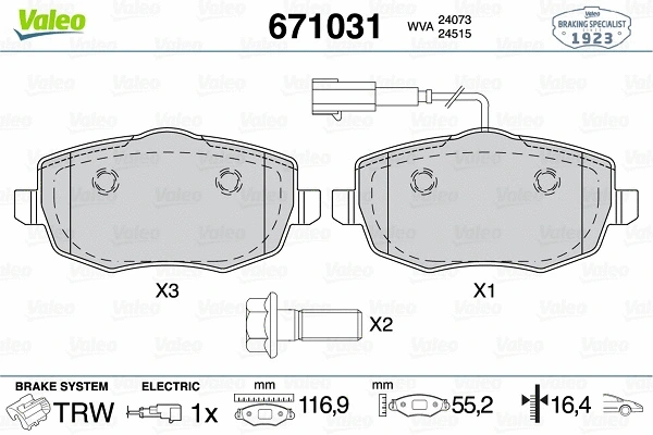 Brake Pad Set, disc brake (671031)