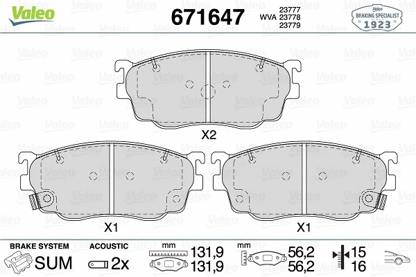 Brake Pad Set, disc brake (671647)