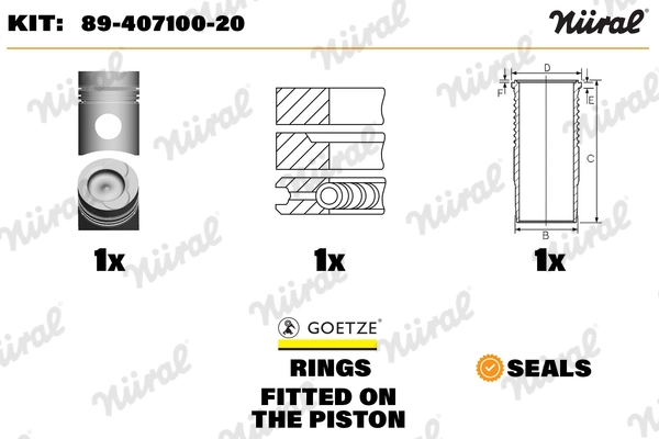 Repair Set, piston/sleeve (89-407100-20)