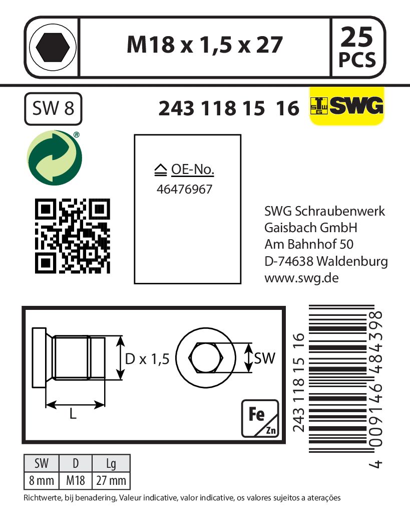Screw Plug, oil sump