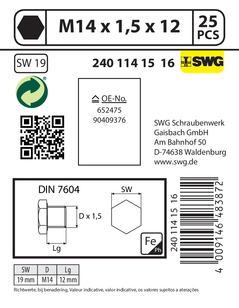 Screw Plug, oil sump