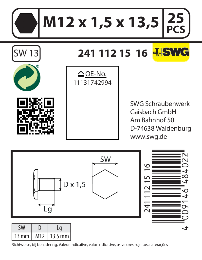 Screw Plug, oil sump