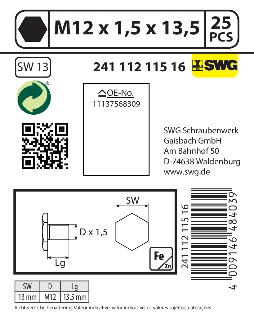 Screw Plug, oil sump