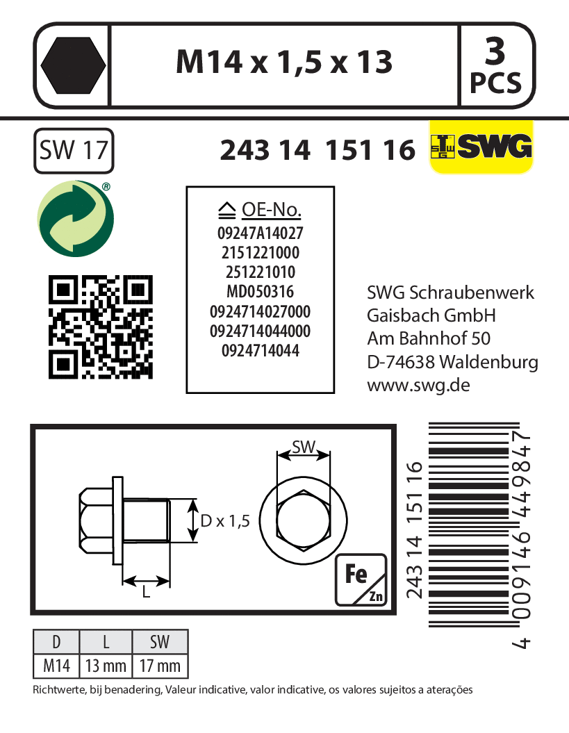 Screw Plug, oil sump