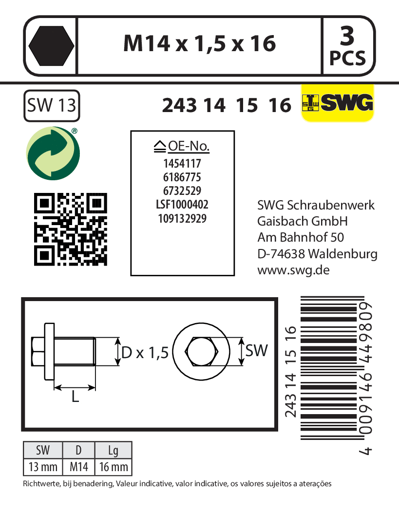 Screw Plug, oil sump
