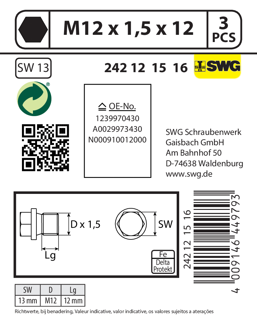 Screw Plug, oil sump