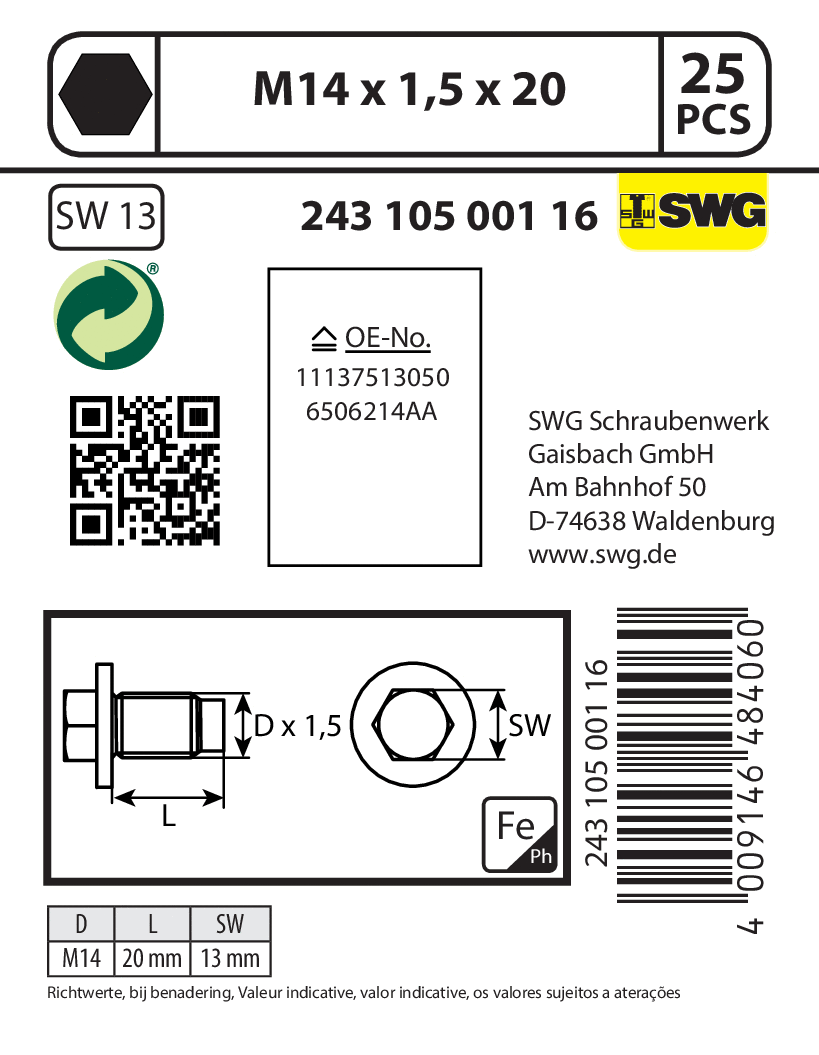 Screw Plug, oil sump
