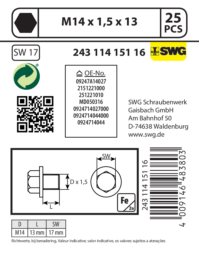 Screw Plug, oil sump
