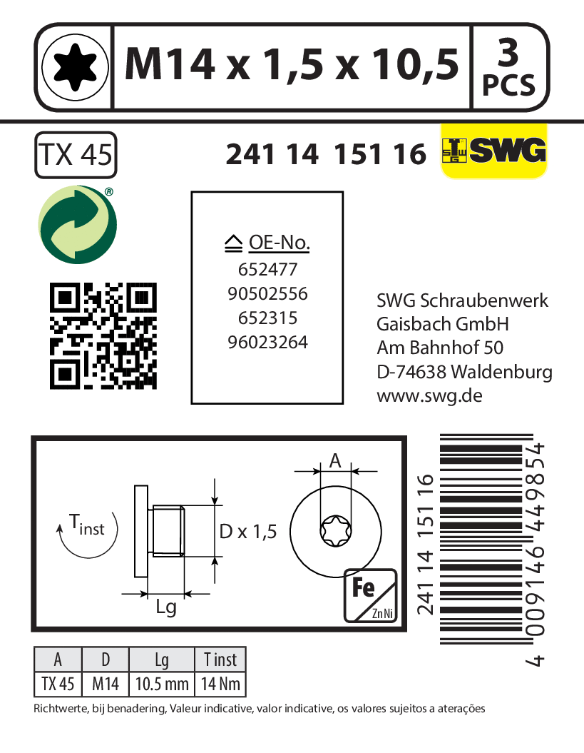 Screw Plug, oil sump