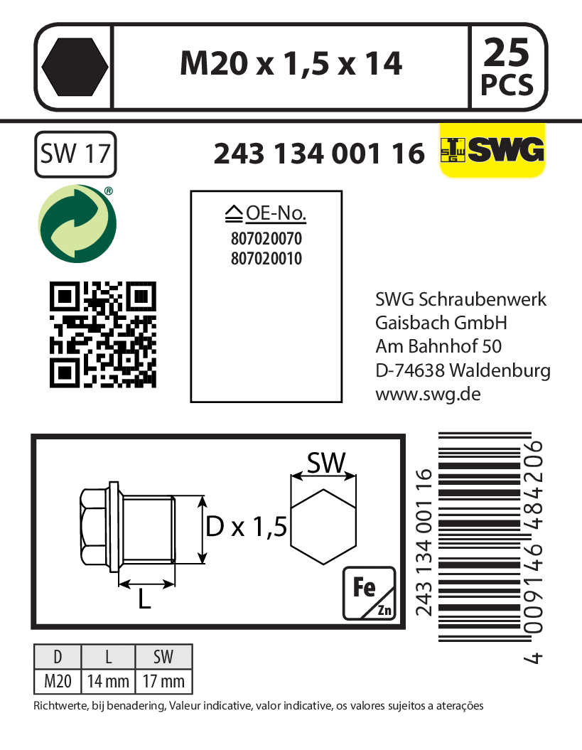 Screw Plug, oil sump