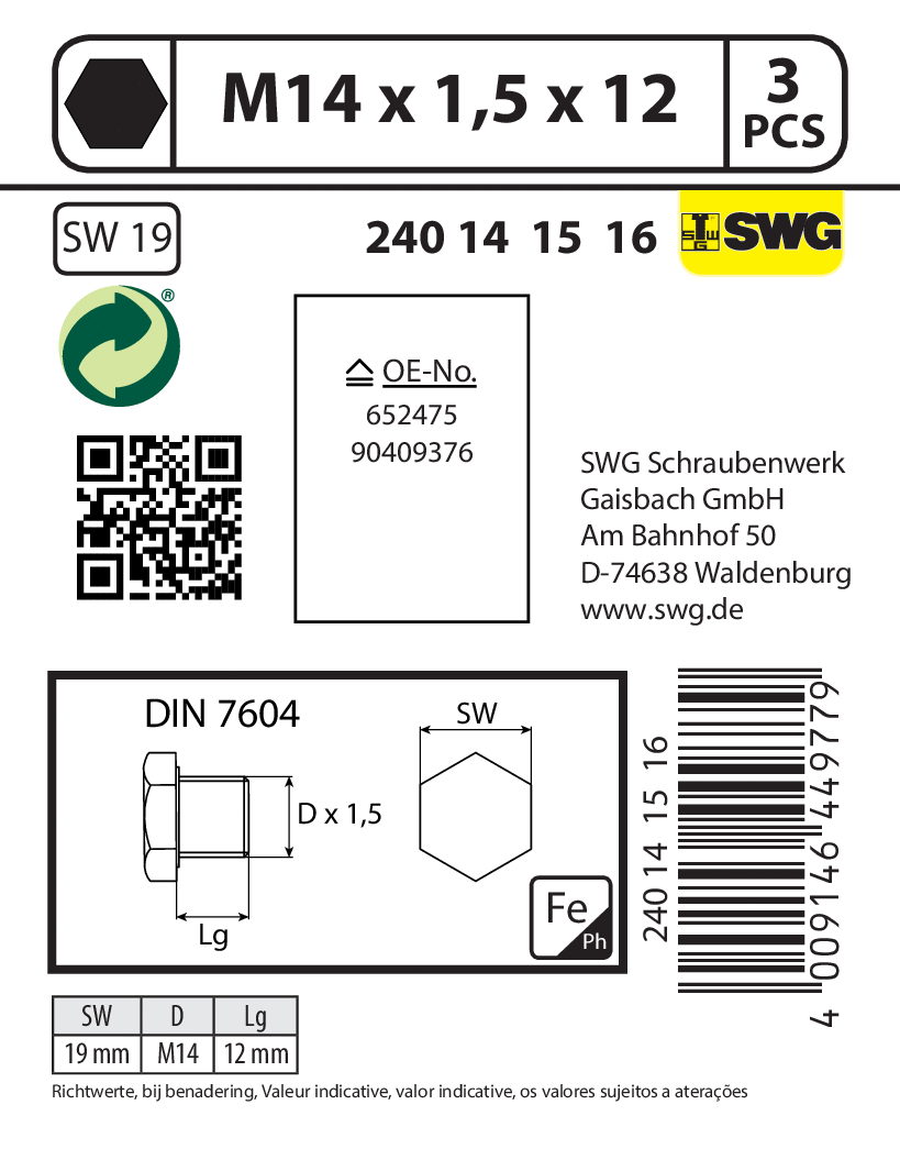 Screw Plug, oil sump