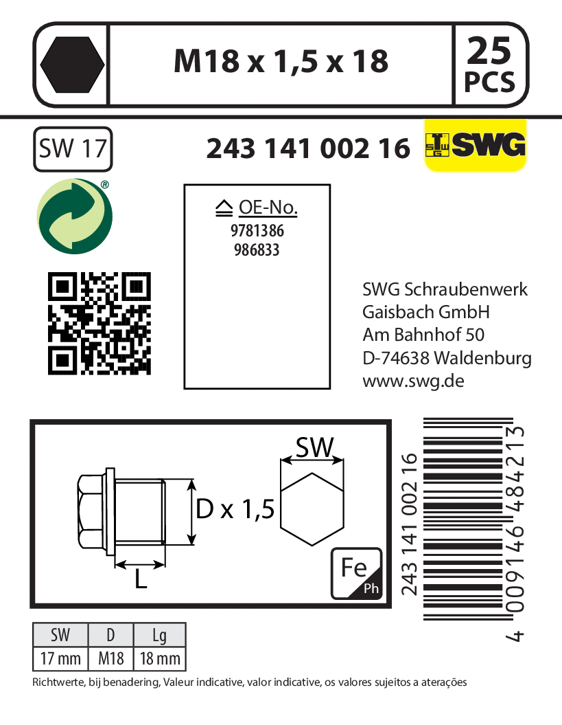 Screw Plug, oil sump