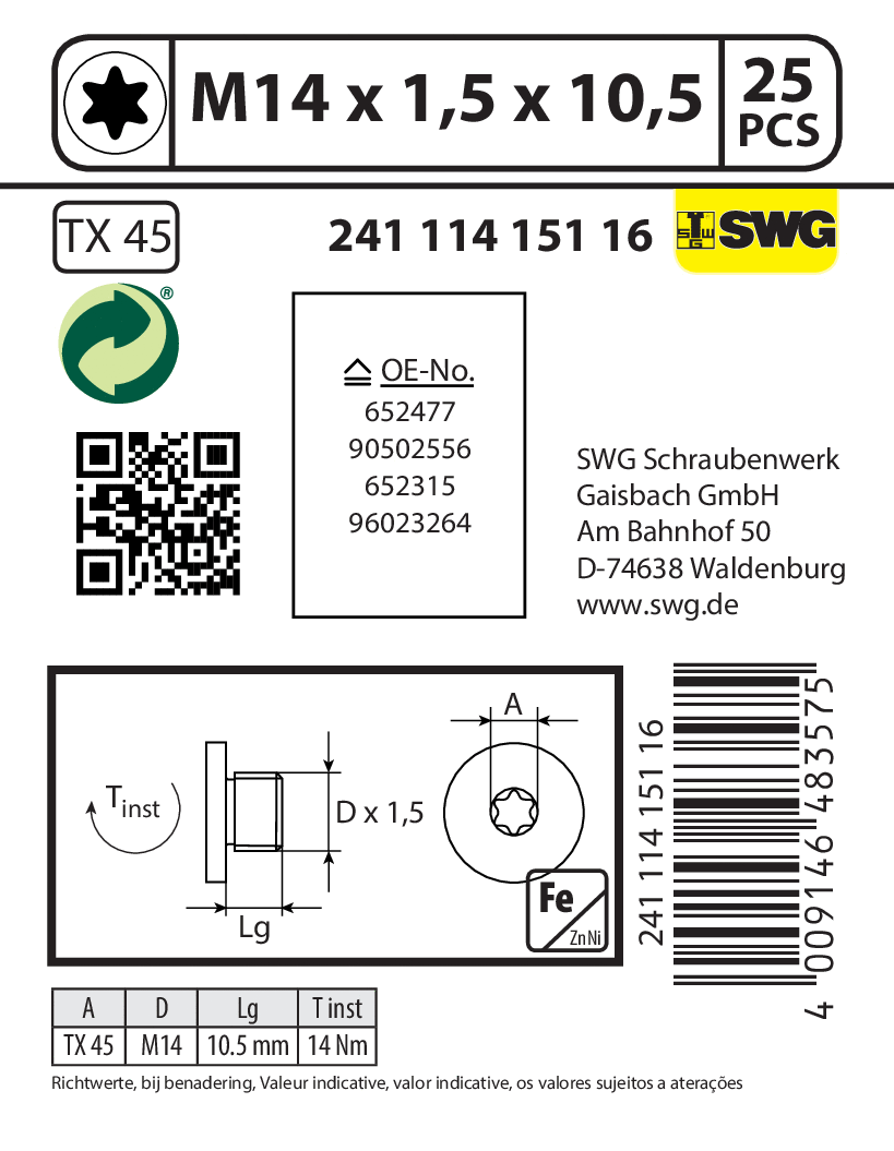 Screw Plug, oil sump