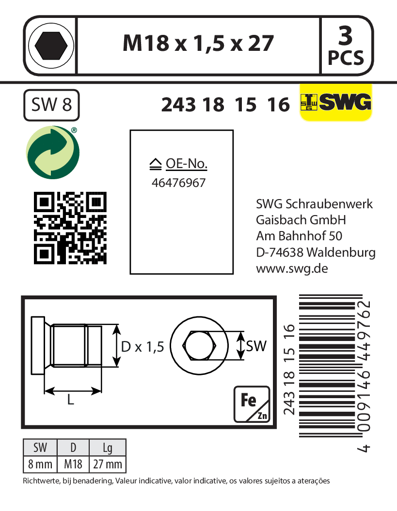 Screw Plug, oil sump