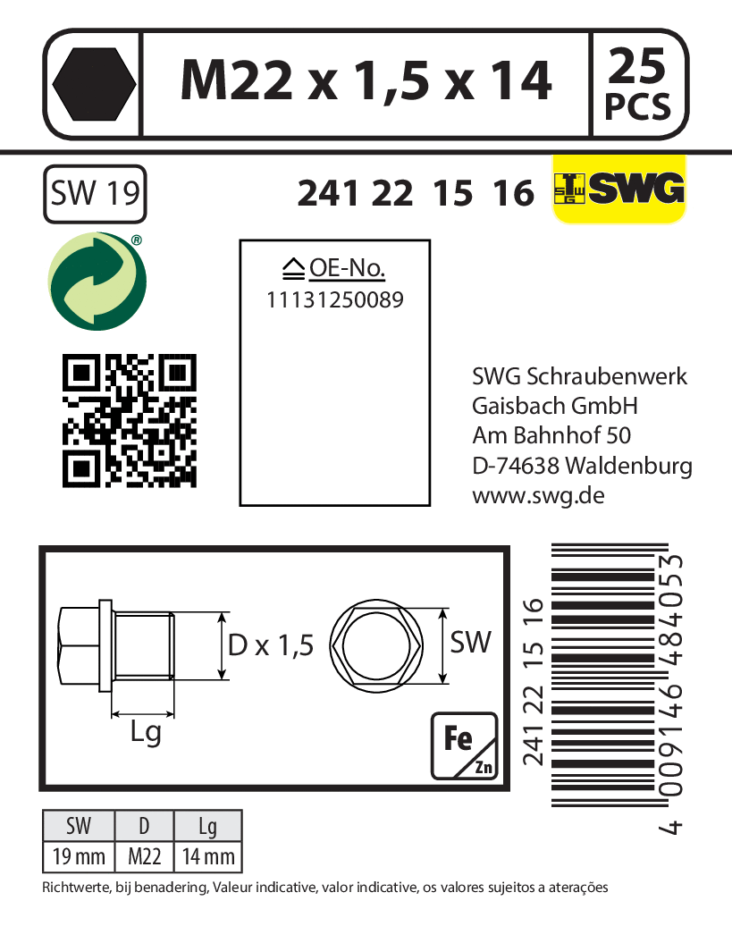 Screw Plug, oil sump