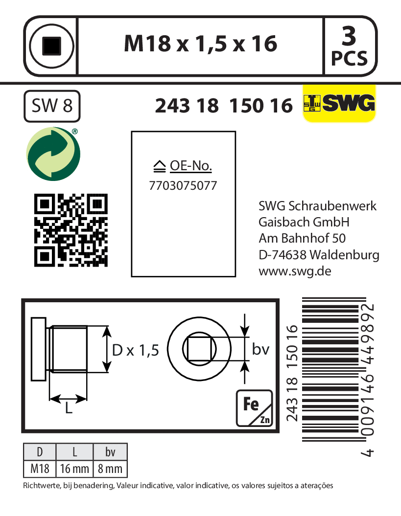 Screw Plug, oil sump