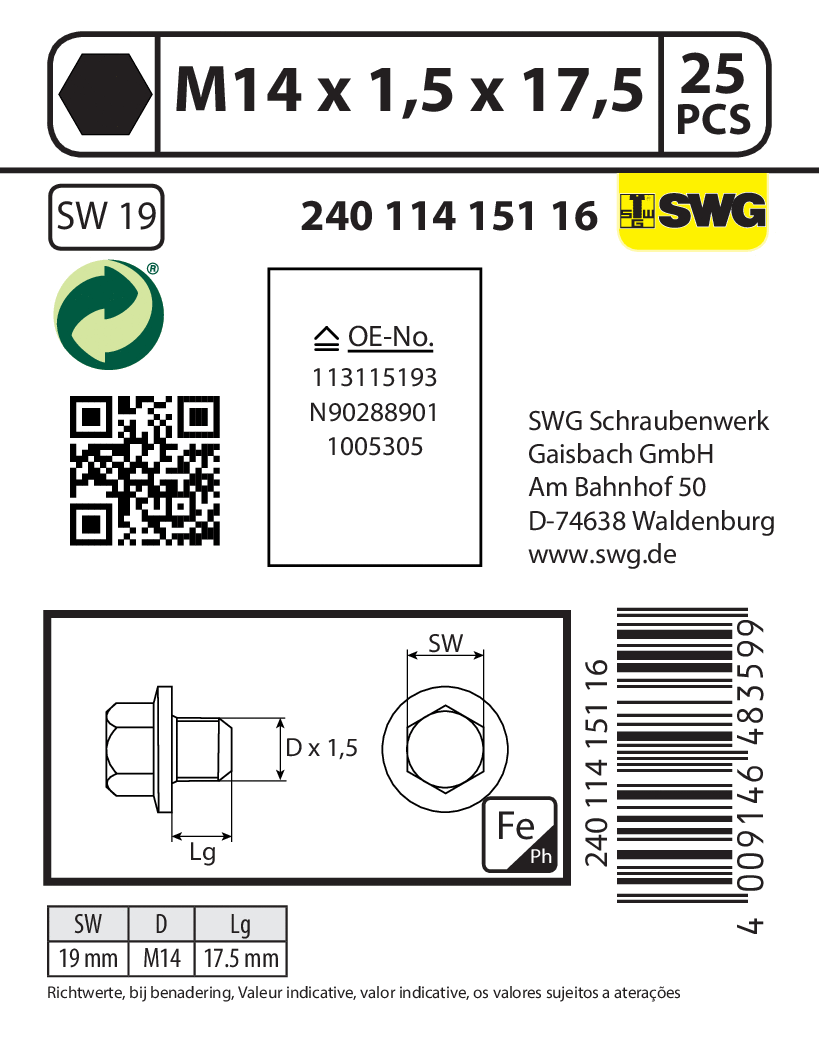 Screw Plug, oil sump