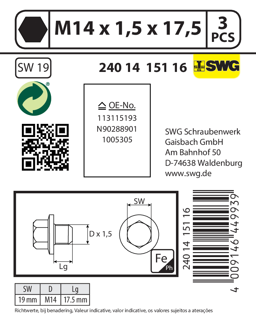 Screw Plug, oil sump