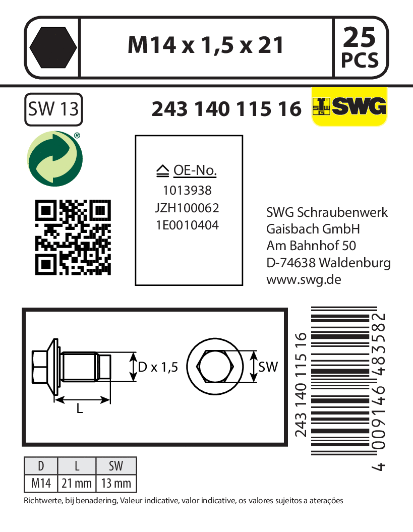 Screw Plug, oil sump