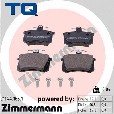 Brake Pad Set, disc brake (TQ-BP0165)