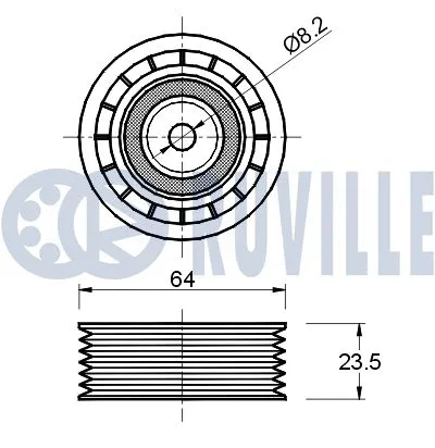 Deflection/Guide Pulley, V-ribbed belt