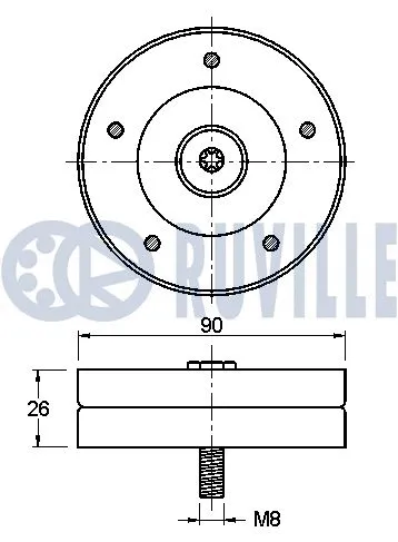 Deflection/Guide Pulley, V-ribbed belt