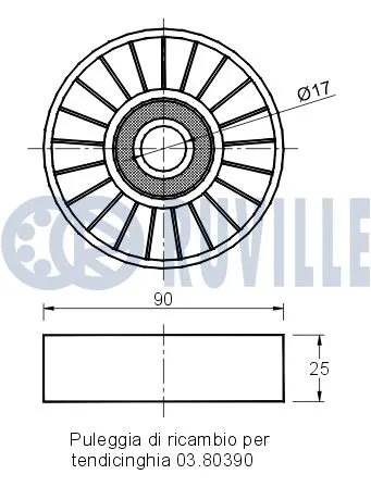 Deflection/Guide Pulley, V-ribbed belt