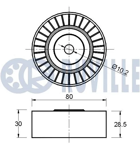 Deflection/Guide Pulley, V-ribbed belt