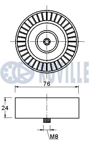 Deflection/Guide Pulley, V-ribbed belt