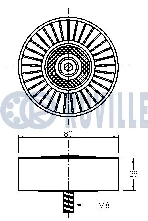 Deflection/Guide Pulley, V-ribbed belt