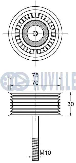 Deflection/Guide Pulley, V-ribbed belt