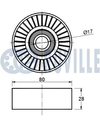 Deflection/Guide Pulley, V-ribbed belt