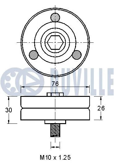 Deflection/Guide Pulley, V-ribbed belt
