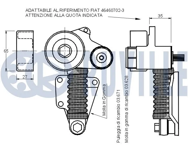 Belt Tensioner, V-ribbed belt