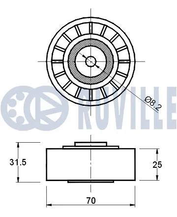 Deflection/Guide Pulley, V-ribbed belt