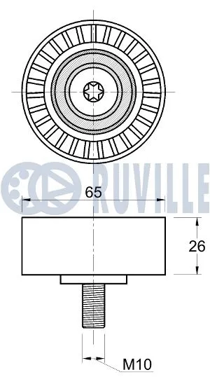 Deflection/Guide Pulley, V-ribbed belt