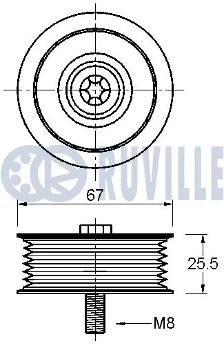 Deflection/Guide Pulley, V-ribbed belt