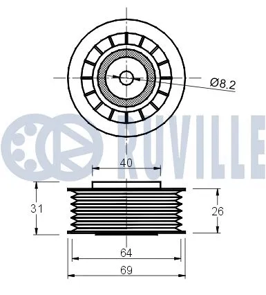 Deflection/Guide Pulley, V-ribbed belt