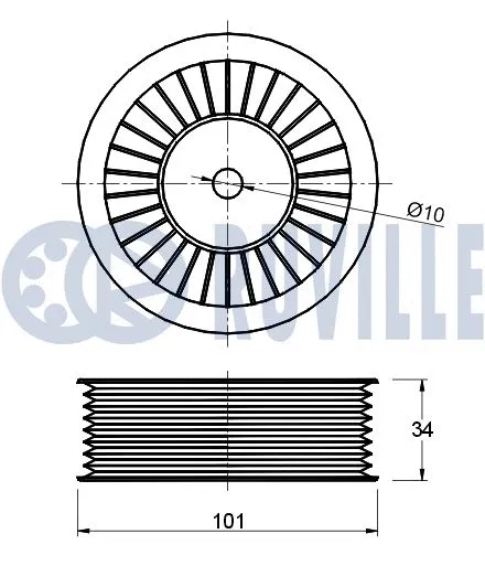 Deflection/Guide Pulley, V-ribbed belt