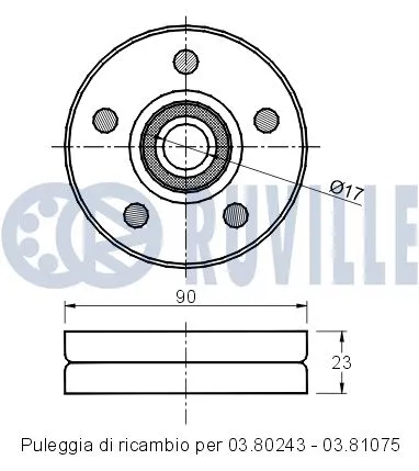 Deflection/Guide Pulley, V-ribbed belt