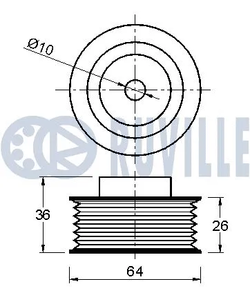Deflection/Guide Pulley, V-ribbed belt
