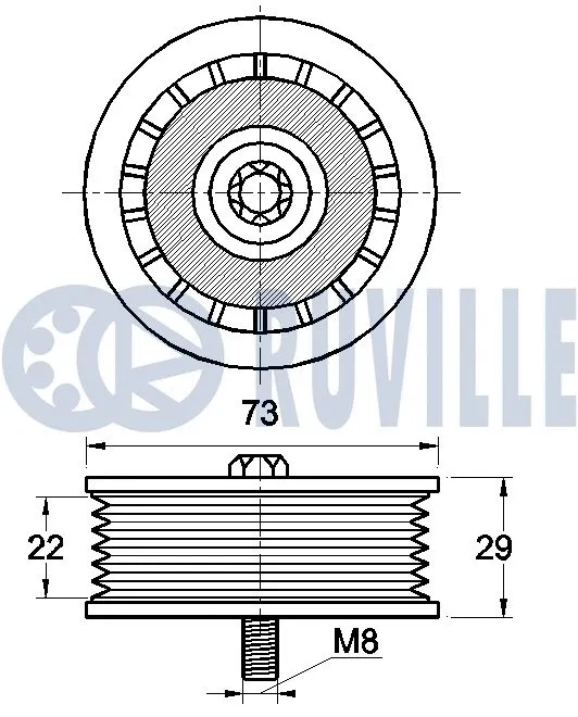 Deflection/Guide Pulley, V-ribbed belt