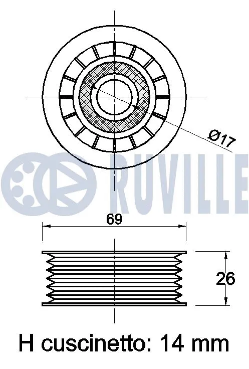 Deflection/Guide Pulley, V-ribbed belt