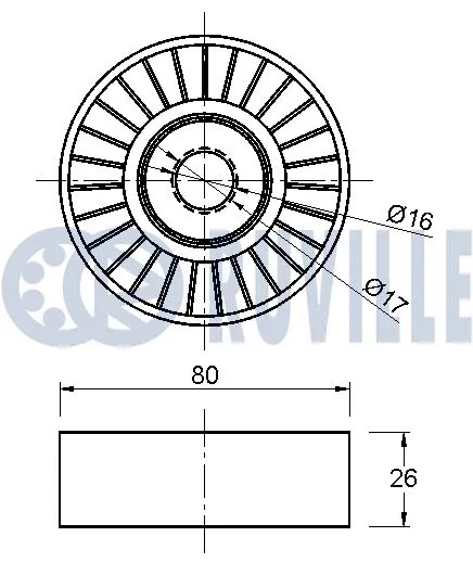 Deflection/Guide Pulley, V-ribbed belt