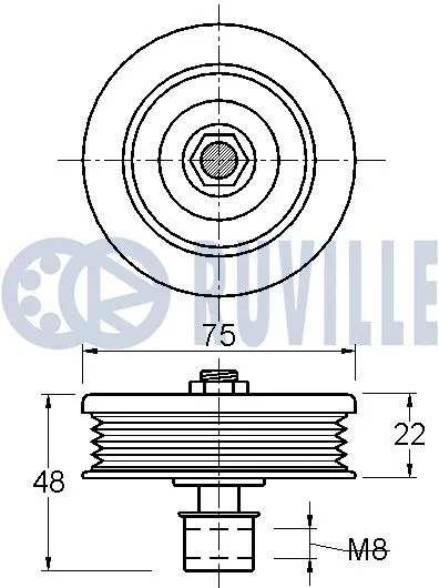 Deflection/Guide Pulley, V-ribbed belt