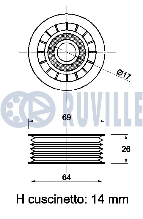 Deflection/Guide Pulley, V-ribbed belt
