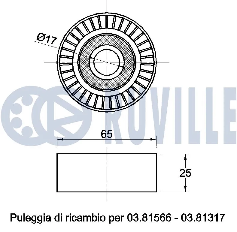 Deflection/Guide Pulley, V-ribbed belt